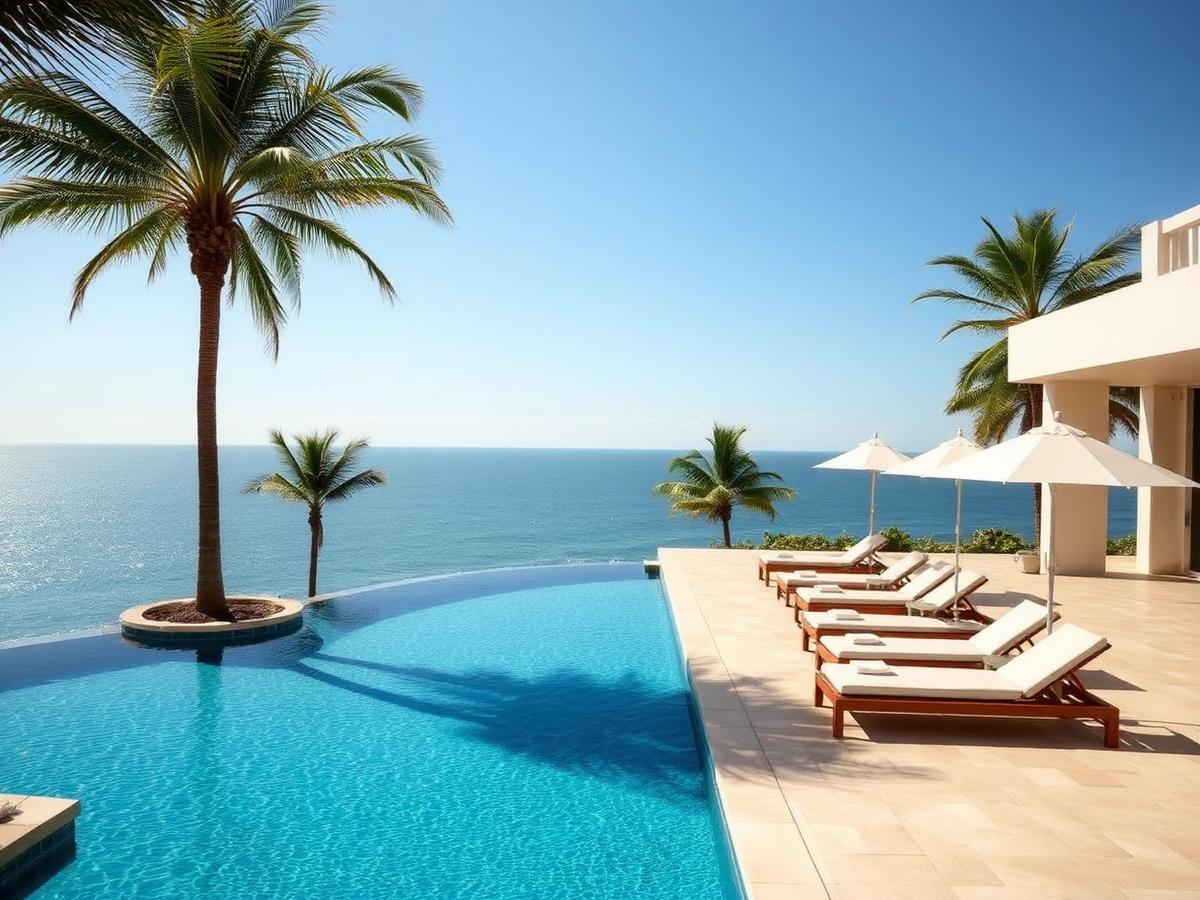 Infinity pool with palm trees